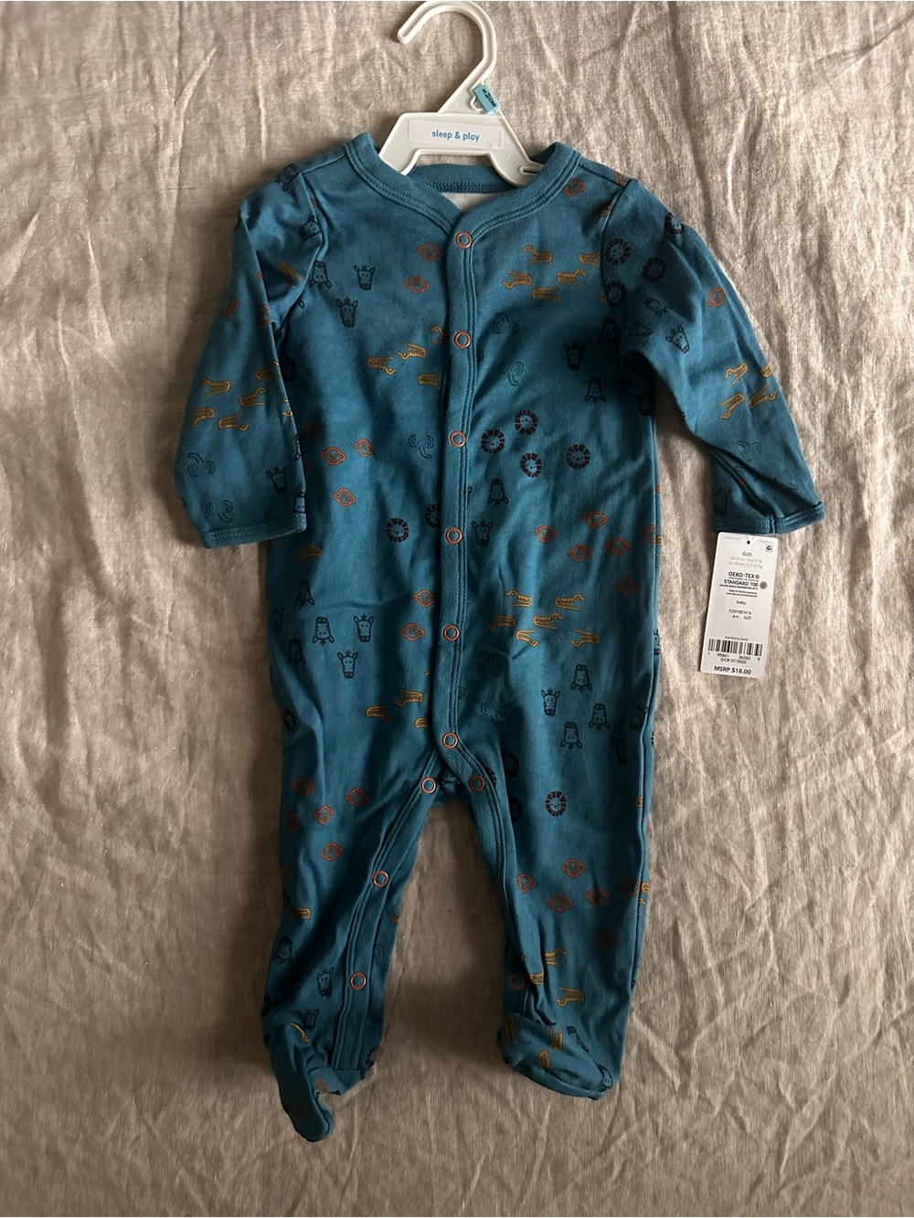 Carter's Teal Printed Footed One-Piece